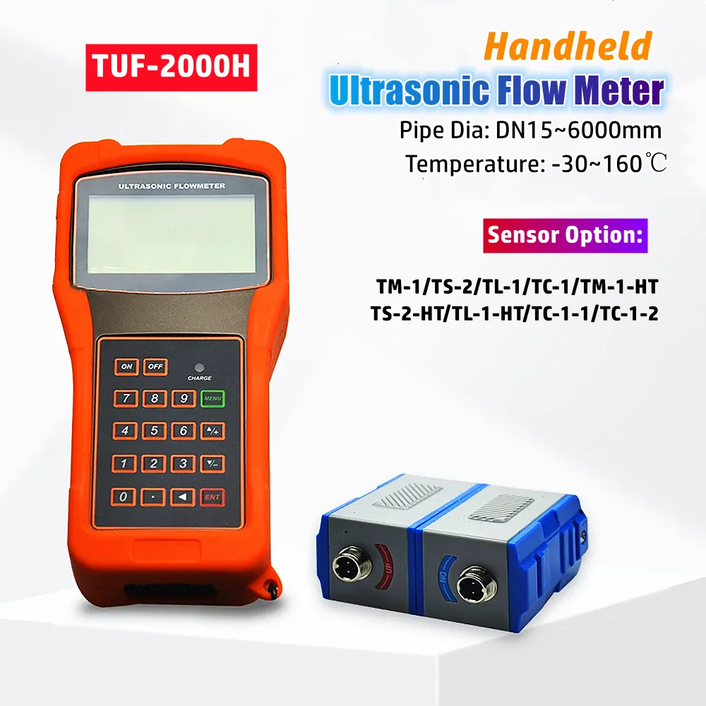 TUF-2000H Ultrasonic Flow Meter Handheld Digital Ultrasonic Flowmeter DN15~6000mm TM-1 TS-2 TL-1 Transducer Temperature -30~160℃