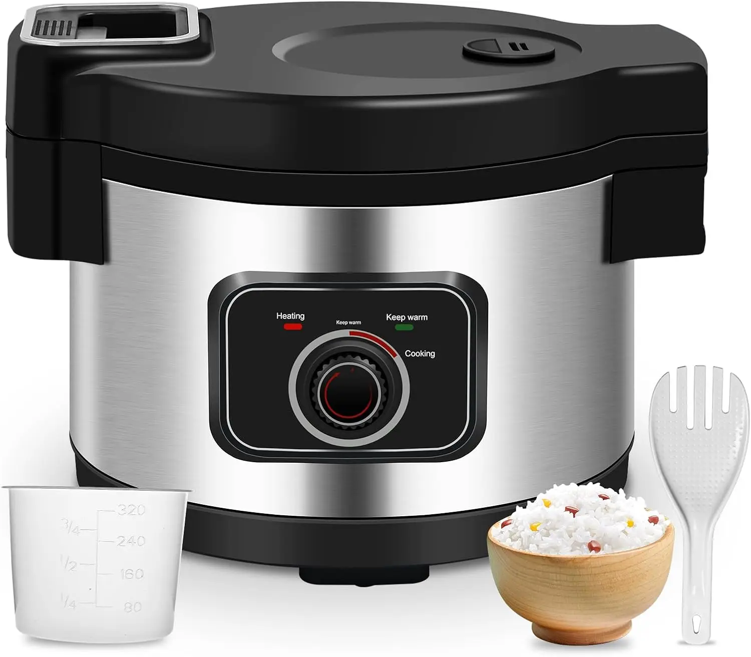 หม้อหุงข้าวหม้อหุงใหญ่ 50Cup(สุก)/25Cup (ดิบ), 1850W 13Lหม้อหุงข้าวสําหรับร้านอาหารโรงอาหารPartyข้าวเชิงพาณิชย์