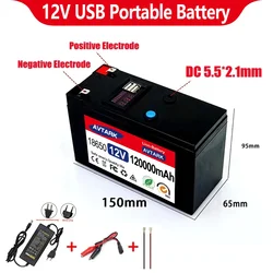 New 12V 45Ah 50Ah 100Ah 120Ah lithium Battery Pack Lithium Iron Phosphate Batteries Built-in BMS For Solar Boat+12.6V Charger