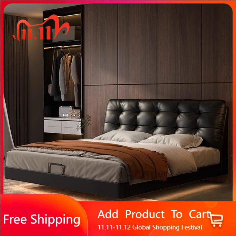 

Bedroom Leather Massage Bed Platform Sleeping Frame Queen Bed Luxury Human Dog Sofa Modern King Size Cama Lounge Suite Furniture