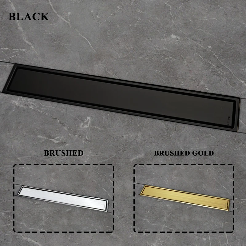 Imagem -05 - Canal Linear Longo da Drenagem Escovou o Dreno do Assoalho do Ouro Ocultam a Inserção da Telha a Cozinha e o Banheiro do Hotel Preto Sus304 o