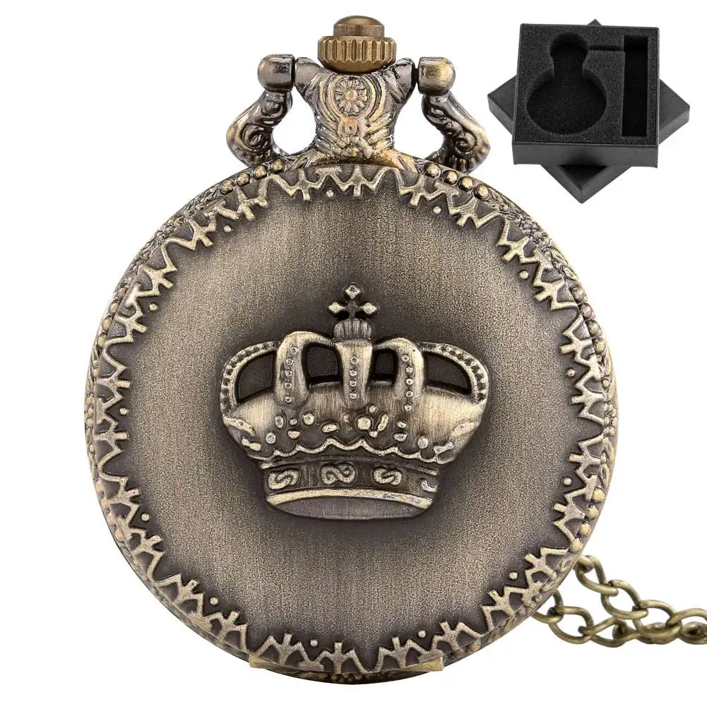 

Винтажные модные бронзовые кварцевые карманные часы с короной, арабские цифры, циферблат, ожерелье, часы, ретро часы с подвеской, подарок для мужчин и женщин