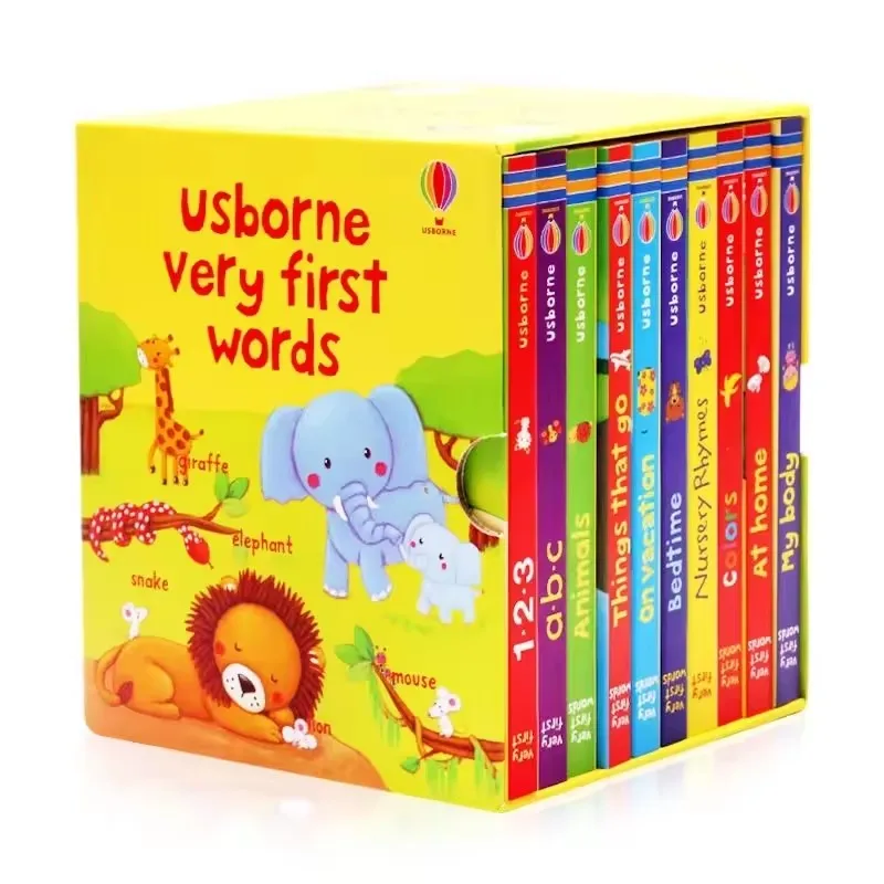 10-ピース-セット英語の本-usborne-very-first-words-ハードカバーボードブック子供の啓蒙教育玩具絵本