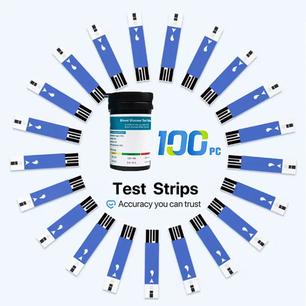 Tiras de teste de glicose no sangue, 50 peças, agulhas de papel para medidor de glicose no sangue, papéis de teste de açúcar no sangue, coleta de sangue, 100/150 peças