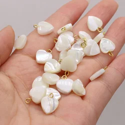 10PCS Natural Freshwater Shell Heart Shape Pendant Jewelry Making for DIY Necklaces Earrings Accessories Gift for Women 10x10mm