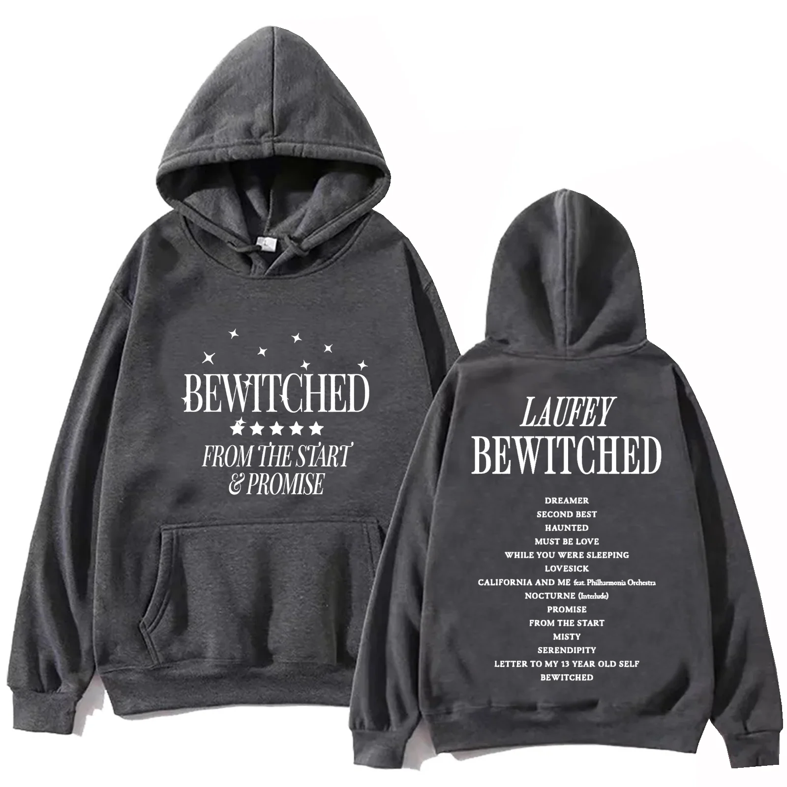 Laufey Bewitched 2024 Sudadera con capucha Tops Sudadera regular de manga larga Regalo para fanáticos de la música Primavera Verano Casual Impresión unisex Regular