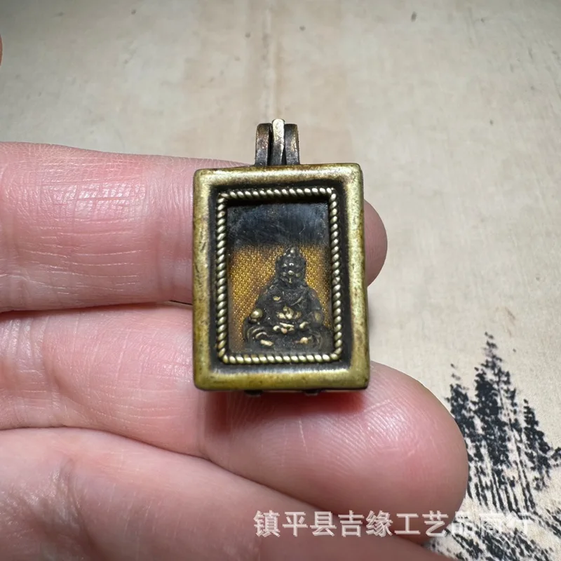 

Antique Lima Copper Yellow Wealth God Buddha Statue Nepalese Tibetan Style Tantric Pendant Hanging Decoration Collection