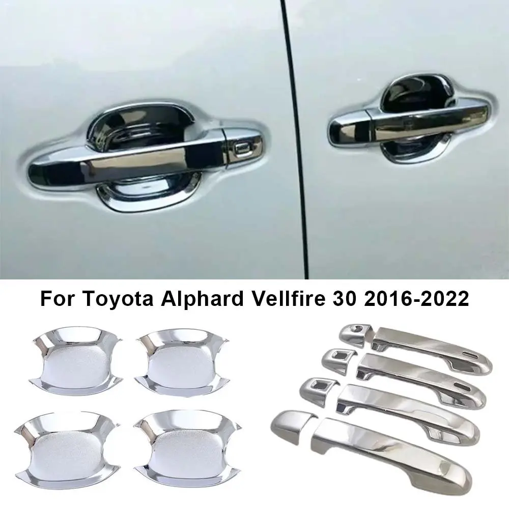 For Toyota Alphard Vellfire 30 2016‑2022 Door Handle Bowl Insert Trim Cover Overlay Panel Chrome Styling Accessories