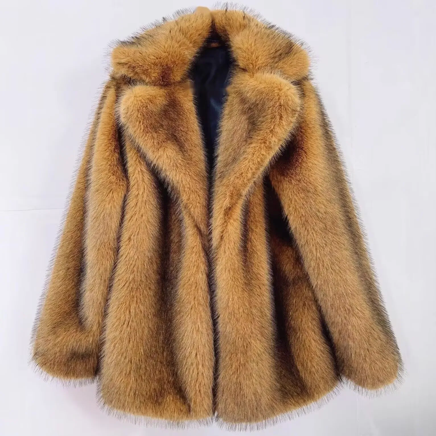 Lmitation Fur Coat Environmentally Friendly Fox Fur Coat Medium And Long Women's Clothing Warm And Comfortable Outcoat Yellow