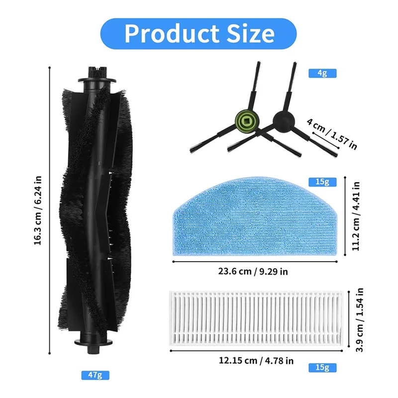 Accessory Set For Tikom G8000/G8000 Pro, For Honiture G20/G20 Pro, For Laresar Evol 3 Robot Vacuum Cleaner A62X