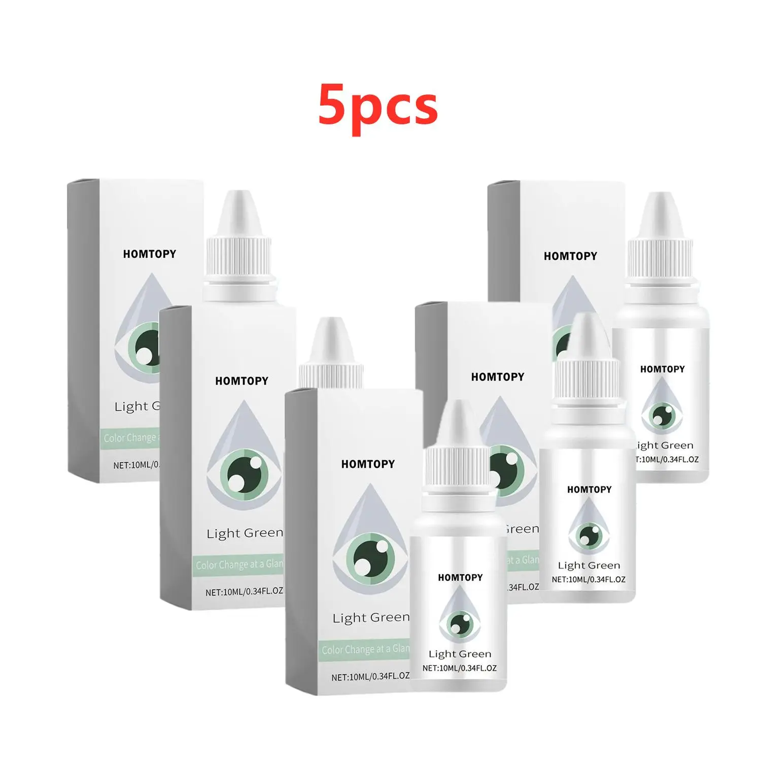 5pcs 10ml Light Green Color Changing Eye Drops Change Eye Color Lighten & Brighten Your Eye Color Eyes Care Liquid Eye Cosmetics