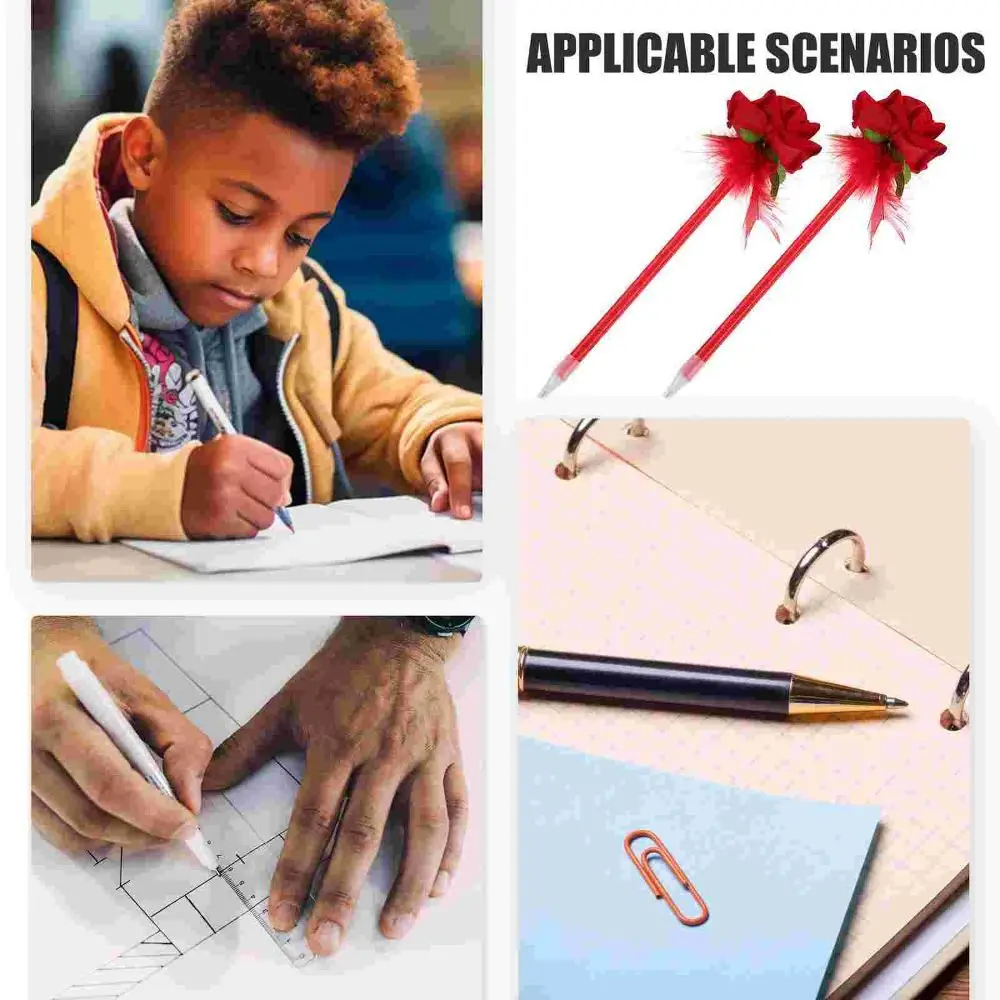 New Polyester Fibre Gel Pen Plastic Simulated Rose Ballpoint Pen Writing Tools Stationery