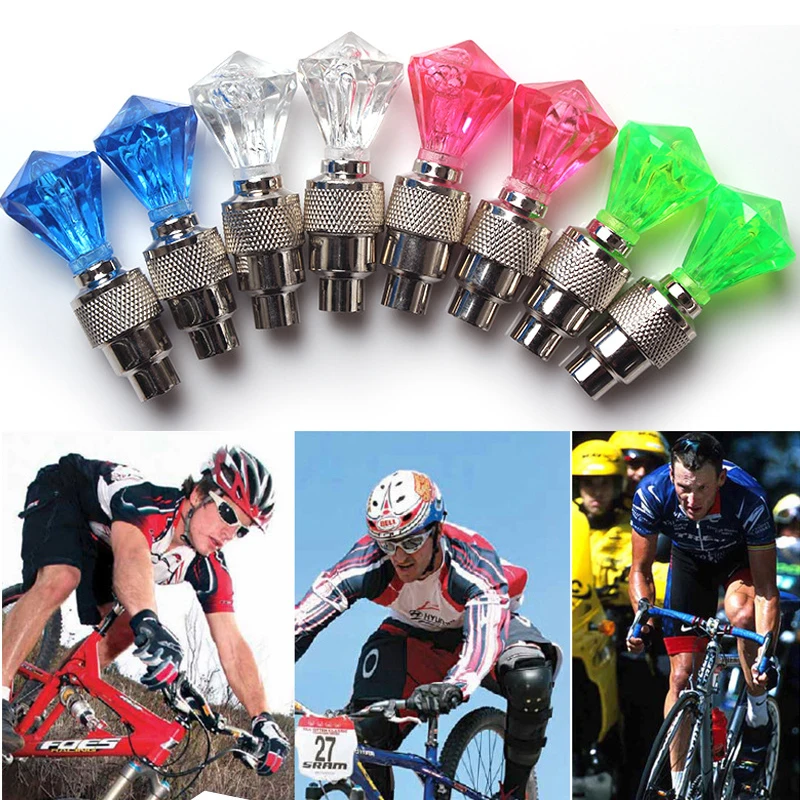 2Pcs Bicycle Valve Lights Caps MTB Road Bike Mountain Bike Wheel Decoration Accessories Tire Cycling LED Light Tyre Lantern Lamp