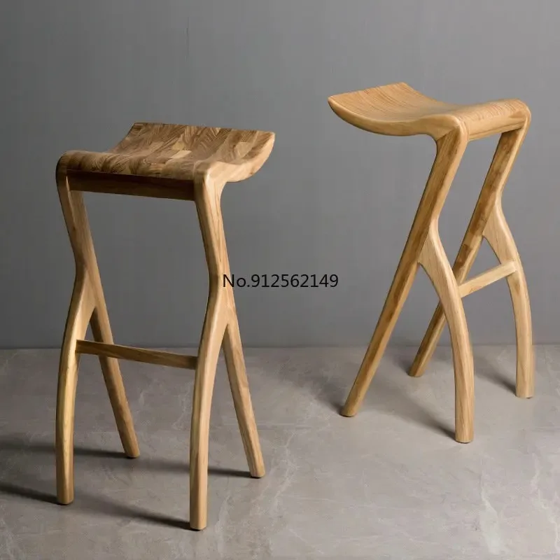 Modern minimalist solid wood home Nordic bar chair front desk high stool 아일랜드 식탁의자   banqueta alta de cozinha sillas para barra