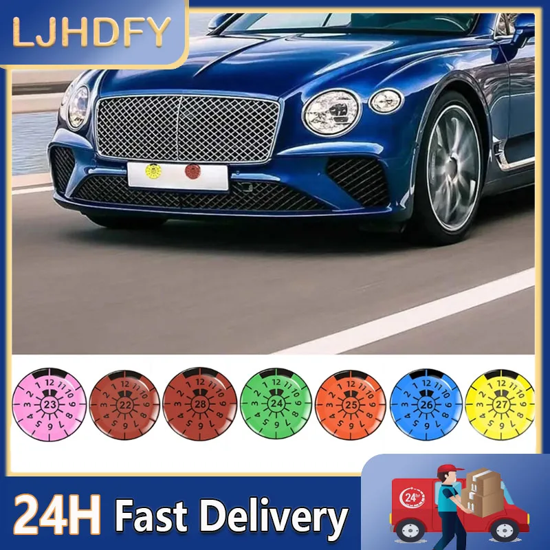 2Pcs Car Stickers 3D Gel Domed Sticker German License Plate Inspection Sticker 3D Gel Domed Stickers Round Waterproof Decor