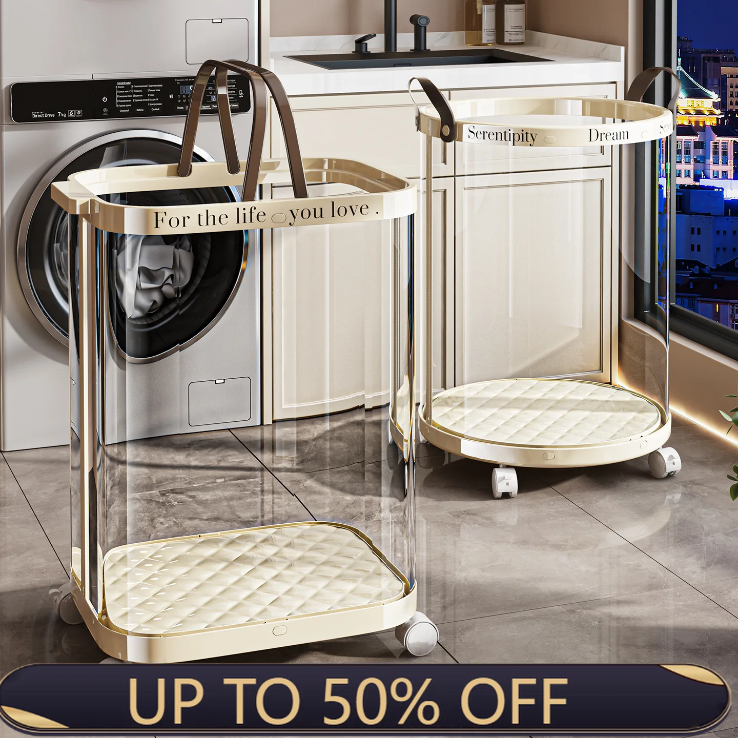 Bedroom Storage Baskets Household Toilet Dirty Clothes Basket Simple Transparent Retro Basket Removable Plastic Laundry Baskets