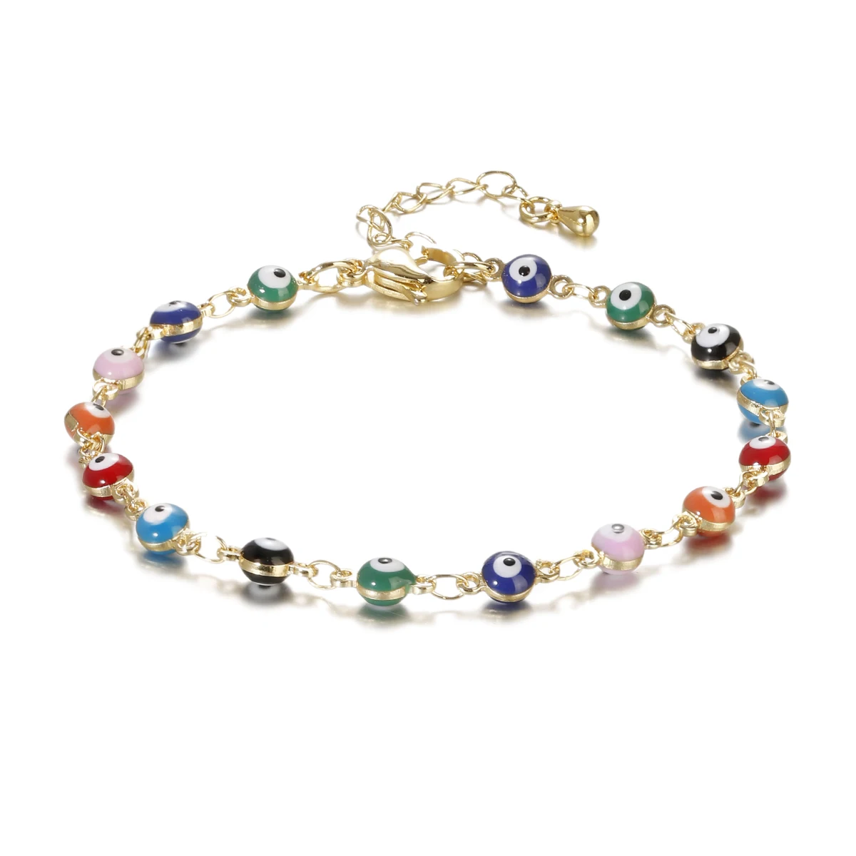 Women\'s Amulet Evil Nazar Eye Chain Charm Bracelet Vintage Drip Oil Fatima Hand Wristband Bracelets Stainless Steel Jewelry