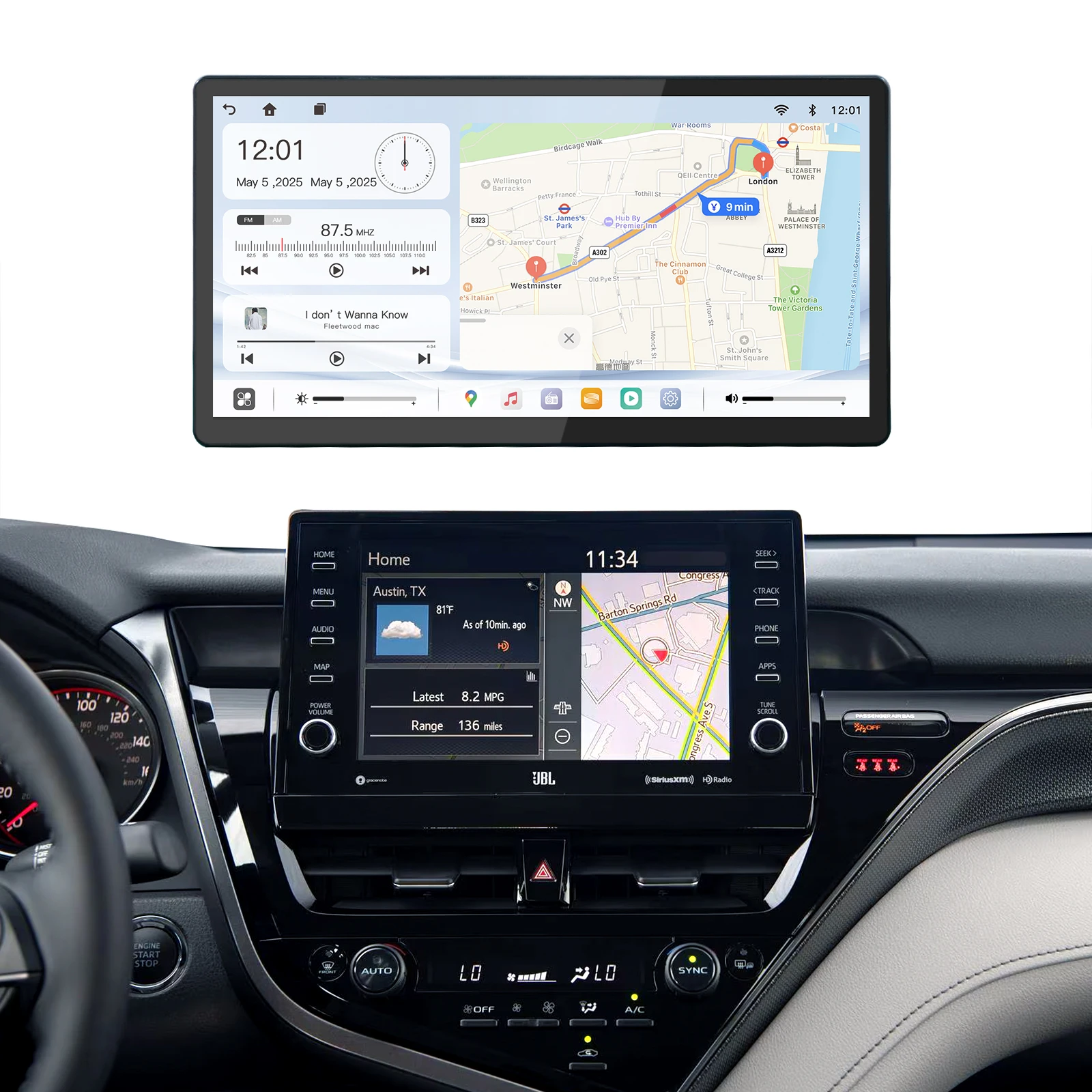 

13.2 Inch Radio Navigation Multimedia Screen Wireless Carplay Android Auto Camry 2021-2024
