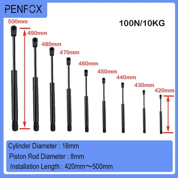 Barras universais de suporte, 420-500mm, 10kg/100n, suporte de mola a gás, capô, carro, caravanas, portas, janelas, escotilhas, barco, ônibus, 1 peça