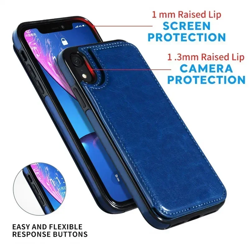 Luxus Slim Fit Premium Leder Abdeckung für iPhone 15 14 13 12 XS Max XR 6S 7 8 Plus 16 14 pro max Brieftasche Karte Slots Flip Case