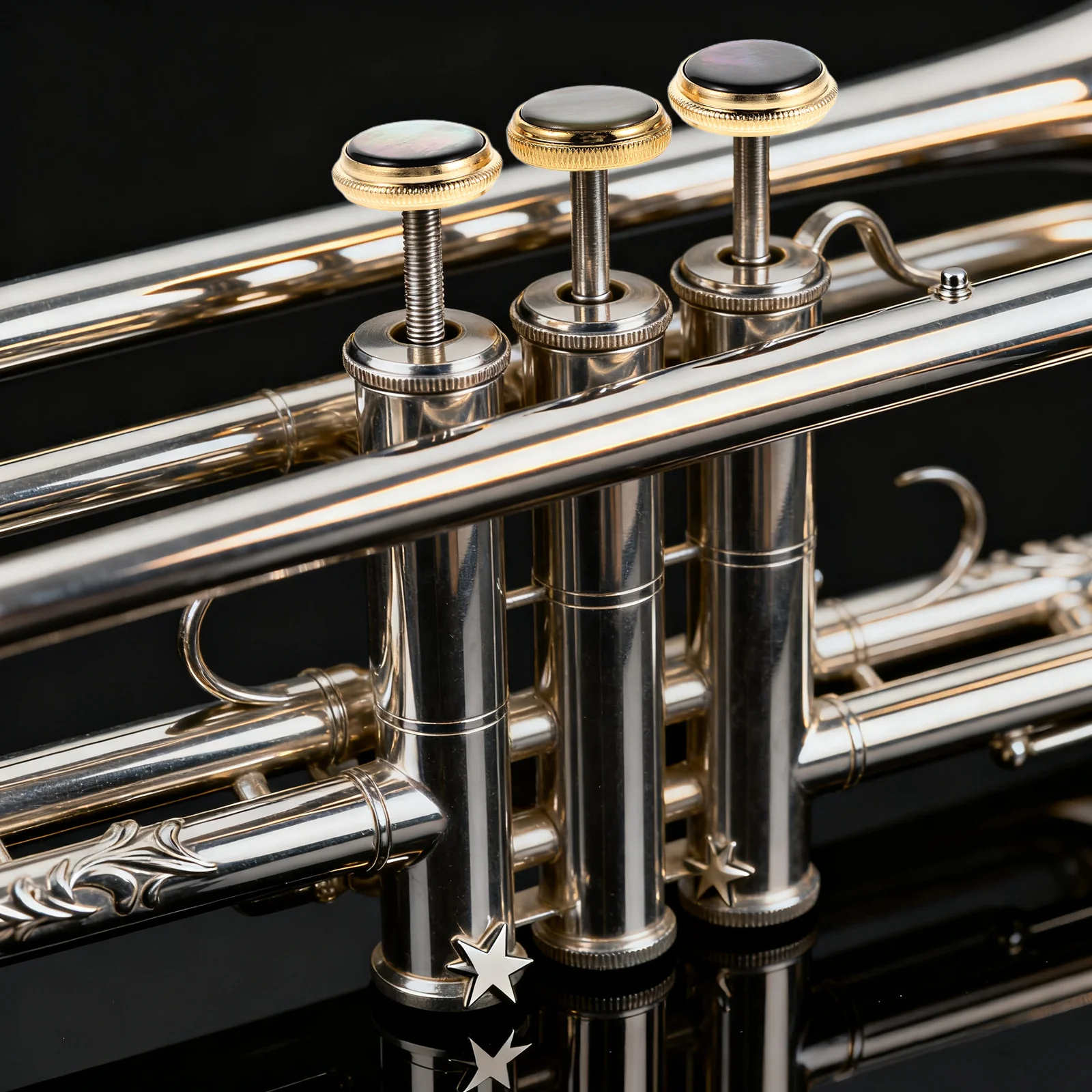 

3pcs Short Horn Button Trumpet Valve Caps Nickel-Plated Metal Black Shell Inlay For Trumpet Key Accessories Wear Protection