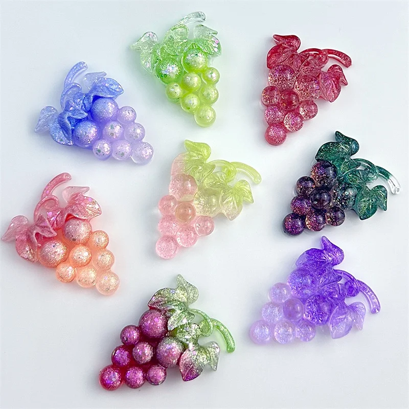 

Creativity style 50pcs/lot color pattern print cartoon grape shape resin cabochon beads diy jewelry garment hair accessory