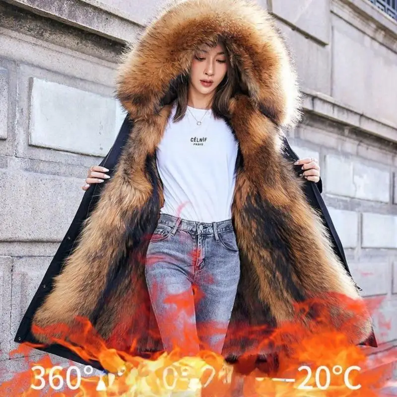 Women's Coat Thickened Warm Winter Detachable Female Plush Liner Faux Fur Coats Oversize Parka Korean Fashion Commute Wholesale