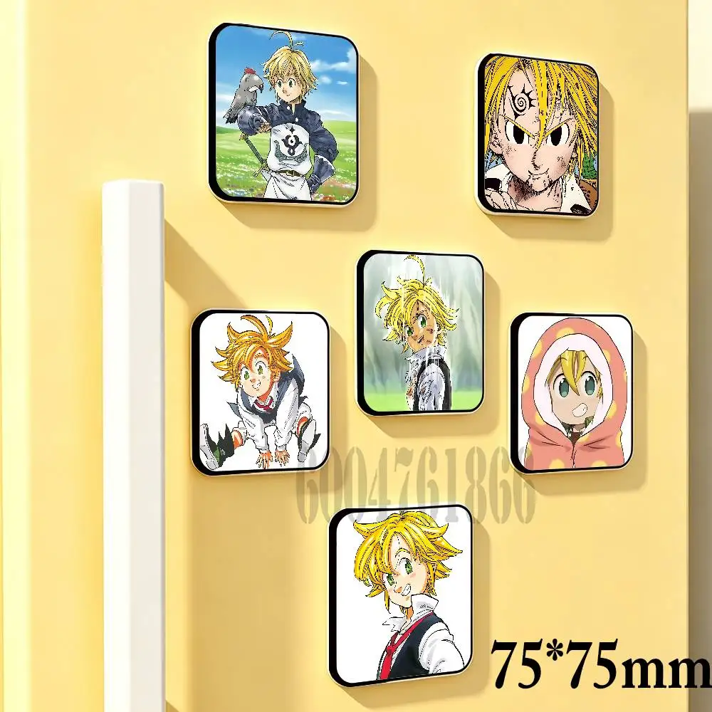 M-Meliodas 75mm Square Cute Fridge Magnet Decorative Refrigerator Magnet Home Kitchen Decoration Souvenir Gift