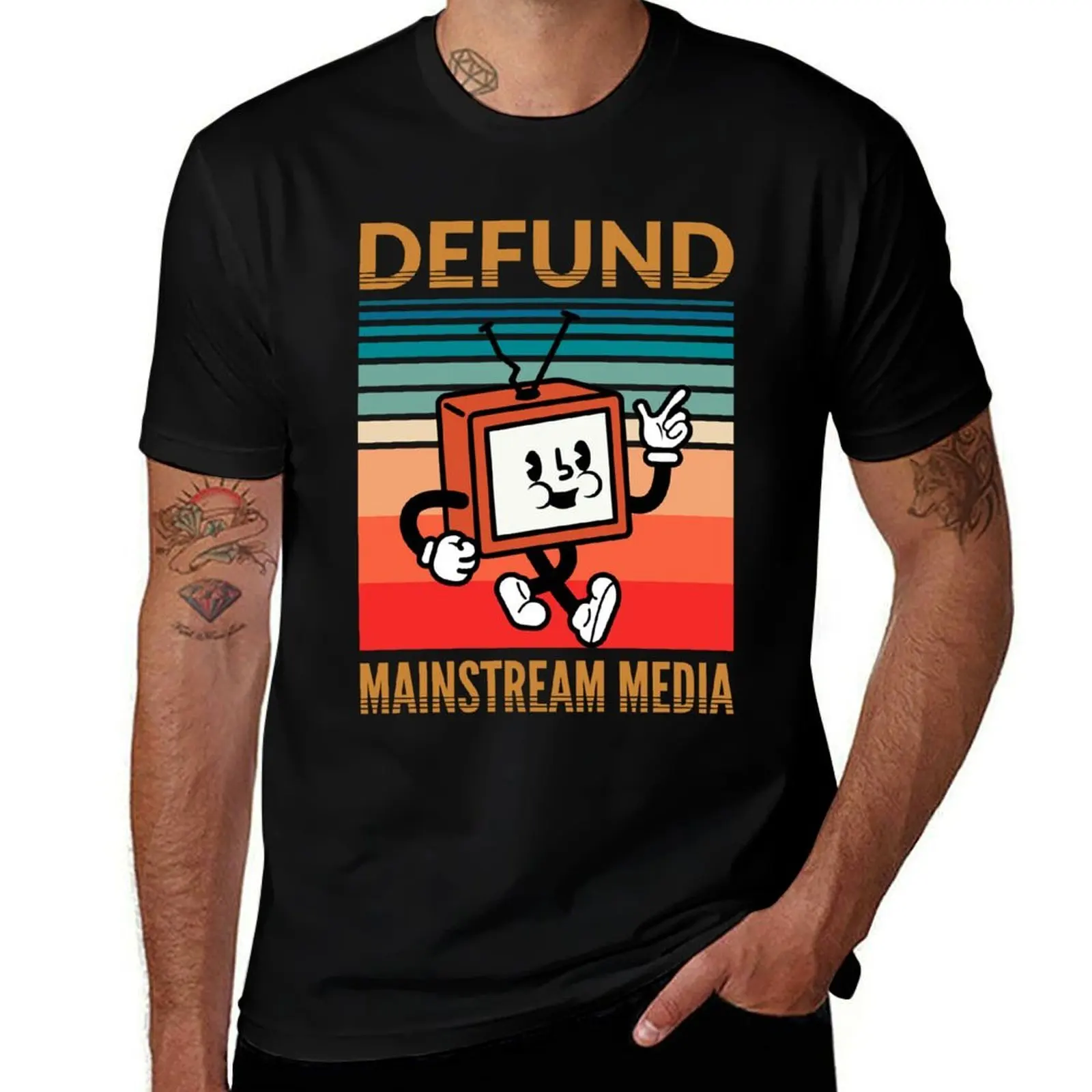 Lover Gift Defund Fake News Stop The Propaganda Awesome For Music Fan T-Shirt man graphic t shirt T-Shirt