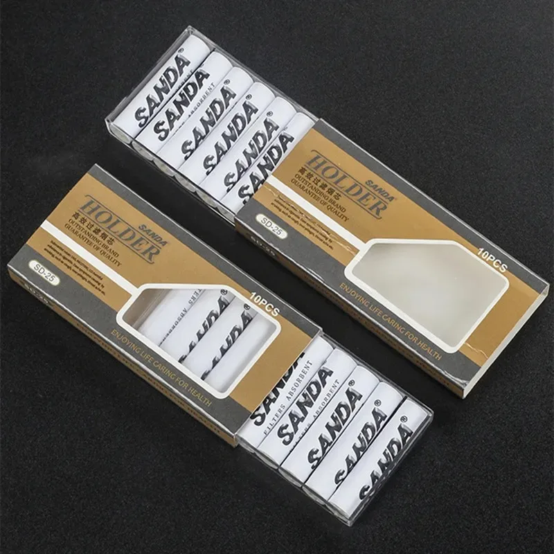 10Pcs/Box Tobacco Pipe Filters 9mm Smoking Pipe Activated Carbon Filter Tips Smoking Accessories OD 8mm length 35mm