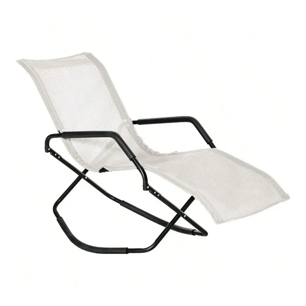 

Folding Rocking Chair Foldable Chaise Lounge Pool Chair Zero Gravity Lounge Chair With Armrests For Sun Tanning Sunbathing Rock