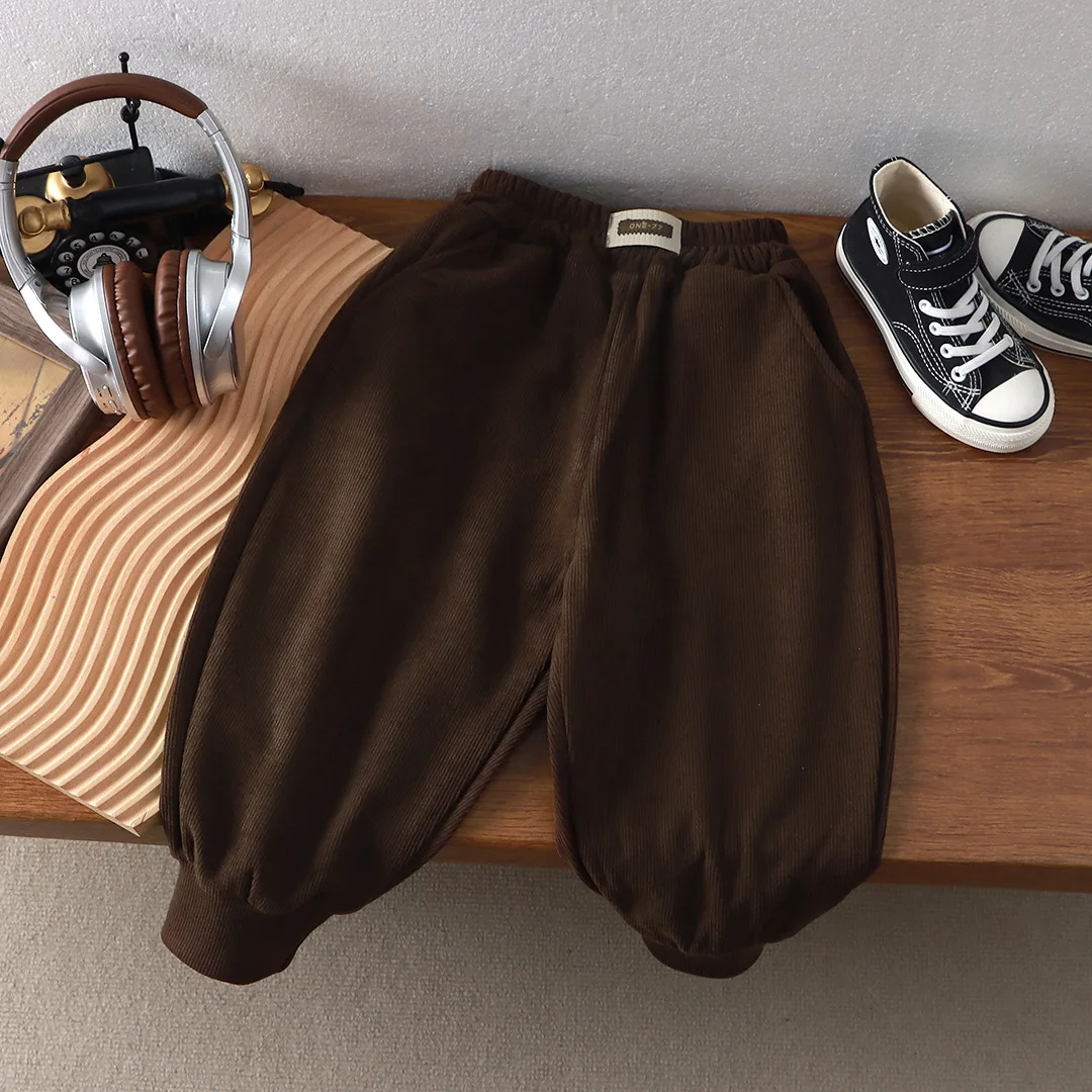 طفل مريح الظلام اللون SweatPants مطاطا حزام الأطفال الأصفاد بانت فتاة بوي بنطلون للجنسين طويلة الأكمام عداء ببطء عادية