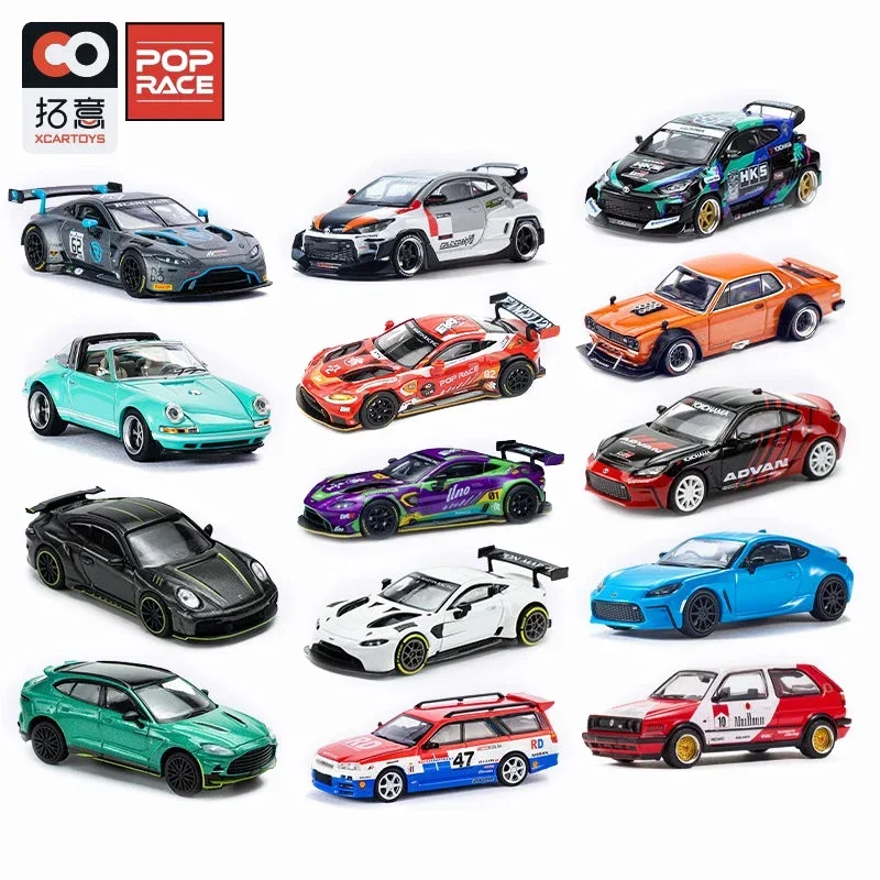 MINIGT Xcartoys POP RACE 1:64 Porsche 964 997 Nissan Skyline Aston Martin  Alloy Diecast Car Model Toy Christmas Gift TSM Model