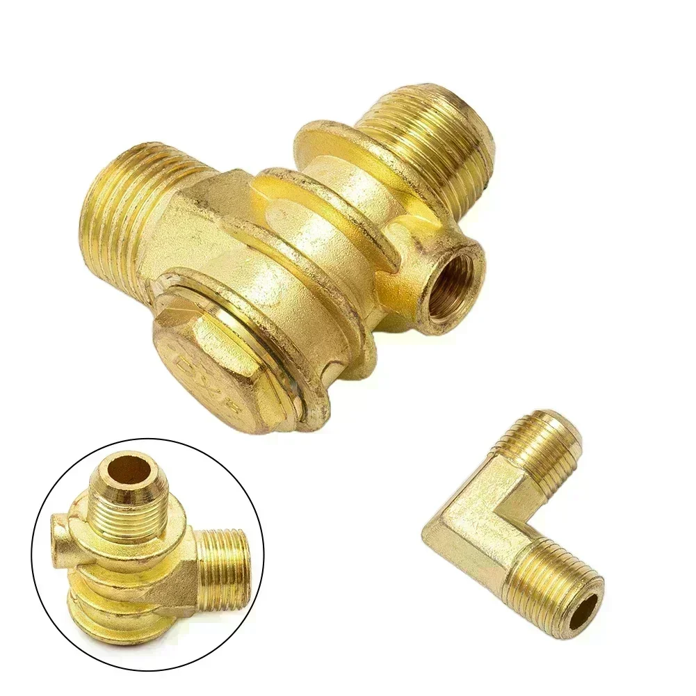 Air Compressor 3-Port Check Valve Brass Male-Threaded Workshop Replacement  Check Valve Connector Tool 20x19x10mm