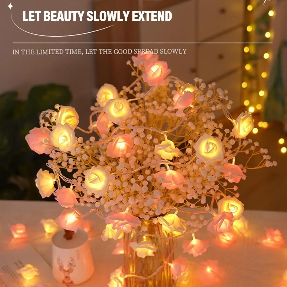 

Rose Led Fairy Lights Rose Lights Strings For Valentine's Day Wedding Girl Heart Room Garden Decoration Night Light Christm H3c4