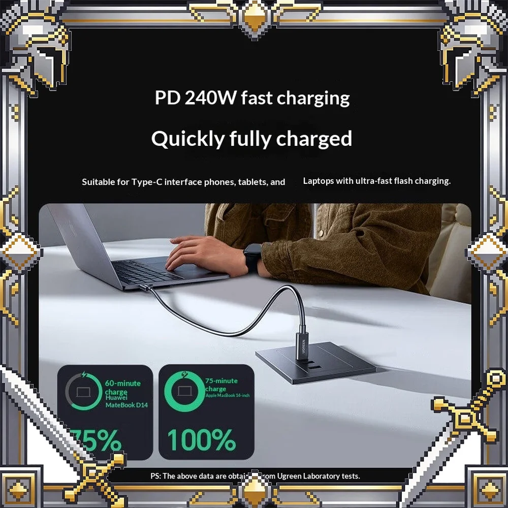 UGREEN L703 USB C Cable 1m Thunderbolt 5 240W 16K 60Hz Fast Charging for Laptop Monitor Phone