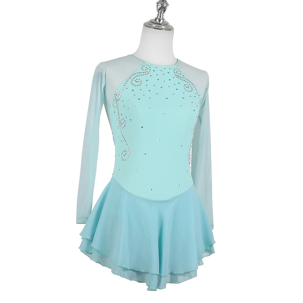 ZAGITOVA ไอซ์ฟิกเกอร์สเก็ตชุดเด็กผู้ใหญ่เด็กผู้หญิงการแข่งขันกระโปรงเครื่องแต่งกายสีกรมท่าสีดำประกายเพชรกระโปรงตาข่าย