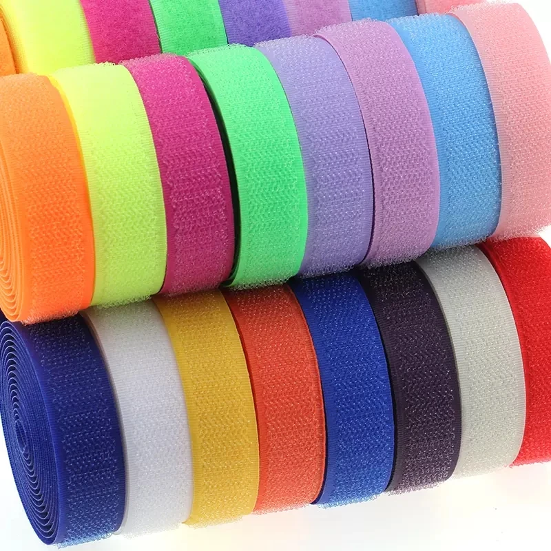 20mm Colorful Fastener Tape 2cm Hook and Loop Tape No Glue Self Adhesive Fastener Tape Cable Ties Sewing DIY Accessories 25meter