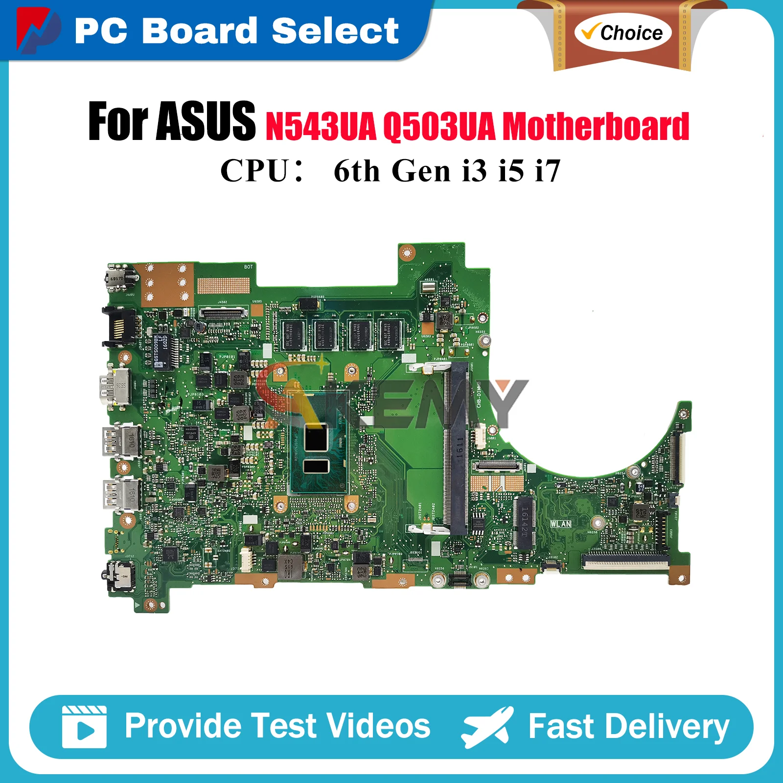 

Q503UA Laptop Motherboard For ASUS VivoBook Q503UA N543UA Q503U Notebook Mainboard With i3 i5 i7 CPU 100% tests OK fast shipping