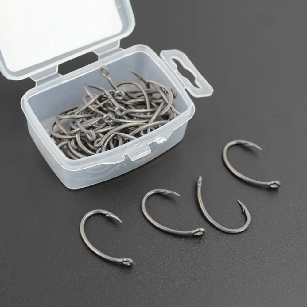 50pcs Coating High Carbon Stainless Steel Barbed hooks Carp Fishing Hooks Pack with Retail Original Box 8011