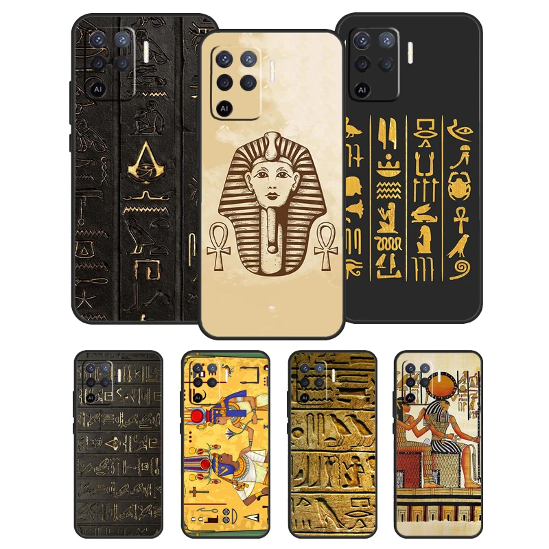 Ancient Egyptian Hieroglyphic Back Case For OPPO A15 A3S A5S A52 A72 A54 A74 A94 A93 A83 A5 A9 A53 A53S A31 2020 Coque