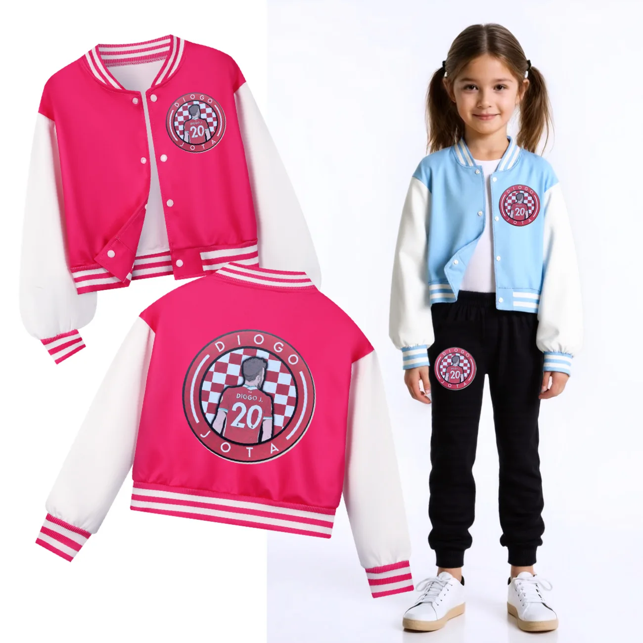 

Spring Fall New Boys Girls Jacket Cartoon Cute Diogo Jota 20 Baseball Uniform For 4-14 Years Children Sports Outerwear4858