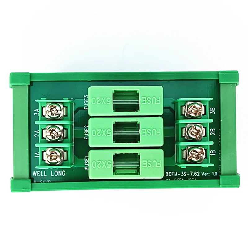 

DIN Rail Mount 3 Channel Fuse Interface Module, Fuse holder, For 5x20mm Tube Fuse.