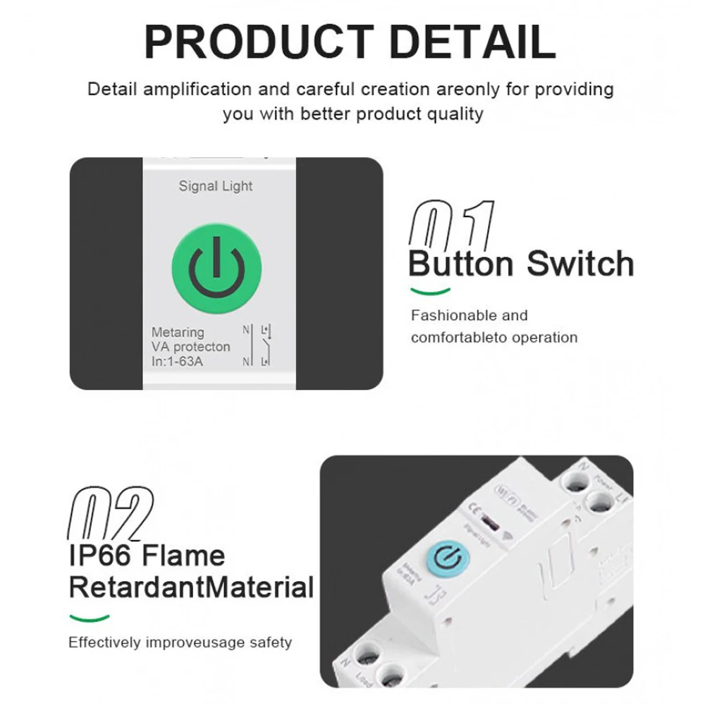WiFi 63A DIN Rail Smart Circuit Breaker Energy Meter APP Remote Control Timer Switch Power Meter Undervoltage Protection