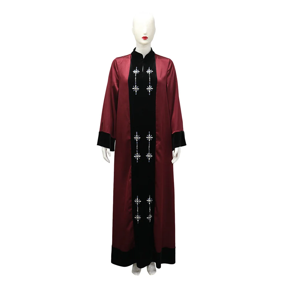 

Velvet Abaya with Diamond Embellishments Modest Muslim Women Maxi Dress Dubai Jalabiya Turkey Kaftan Caftan Islamic Clothing New