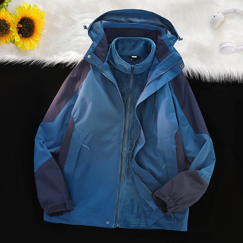 

Autumn Couple's Assault Jacket Men Loose and Thickened with Fleece Windproof Waterproof Jackets Hooded Mountaineering Jacket