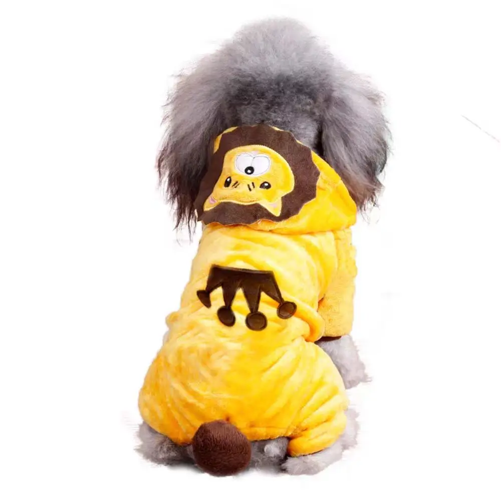 

Kawaii Soft Fleece Pet Dog Clothes Warm Hoodies Cartoon Design Puppy Clothes Tigger Pattern Coral Velvet Dog Jumpsuits Chihuahua