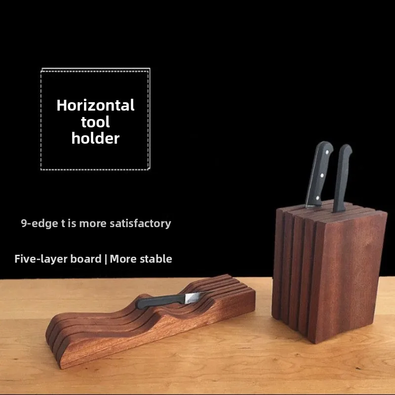 

Rosewood Horizontal Knife Block, Beech Wood Kitchen Knife Stand for Home Use, Kitchen Tool Organizer, Dropshipping