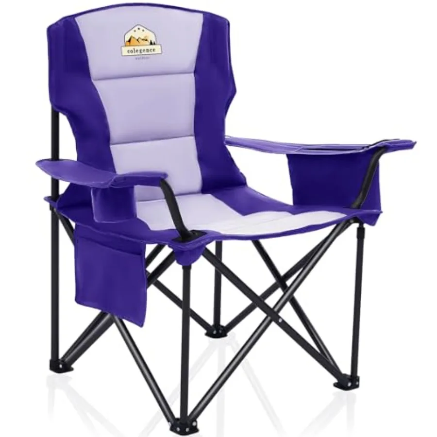 

Heavy Duty Camping Chair for Adults, Oversized Foldable Outside Camp Chairs Carry Bag Included, with Cooler Bag Cup Holder, Sid