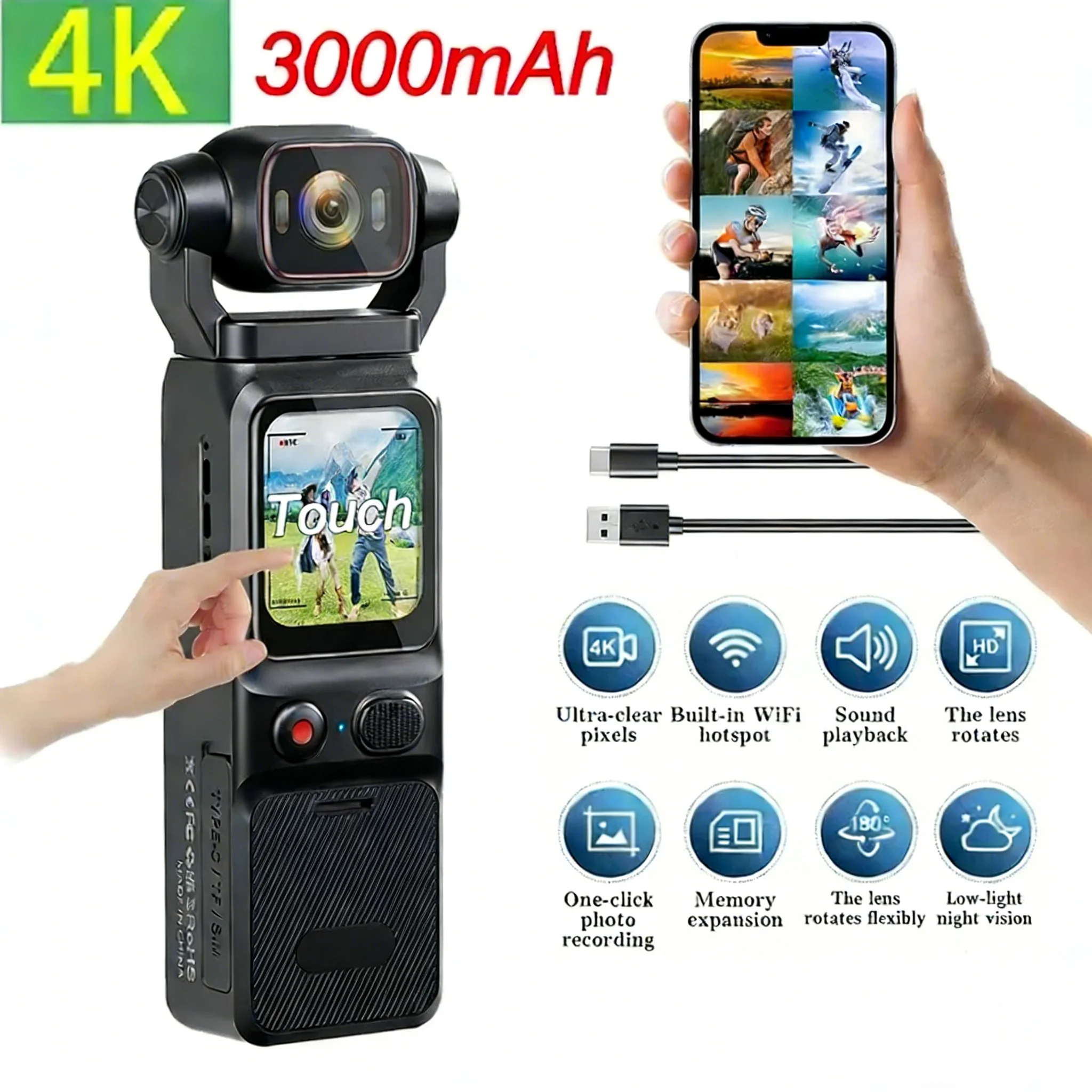 4K Mini Camera Touc…